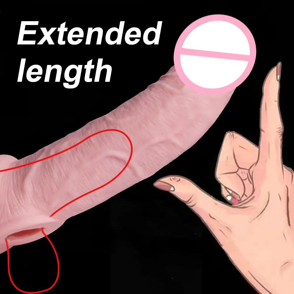 Reusable Penis Extender Lubricant For Sex Delay Ejaculation Penis Condoms Dick Sleeve Glans Cover Enlargement Sex Toys for Men