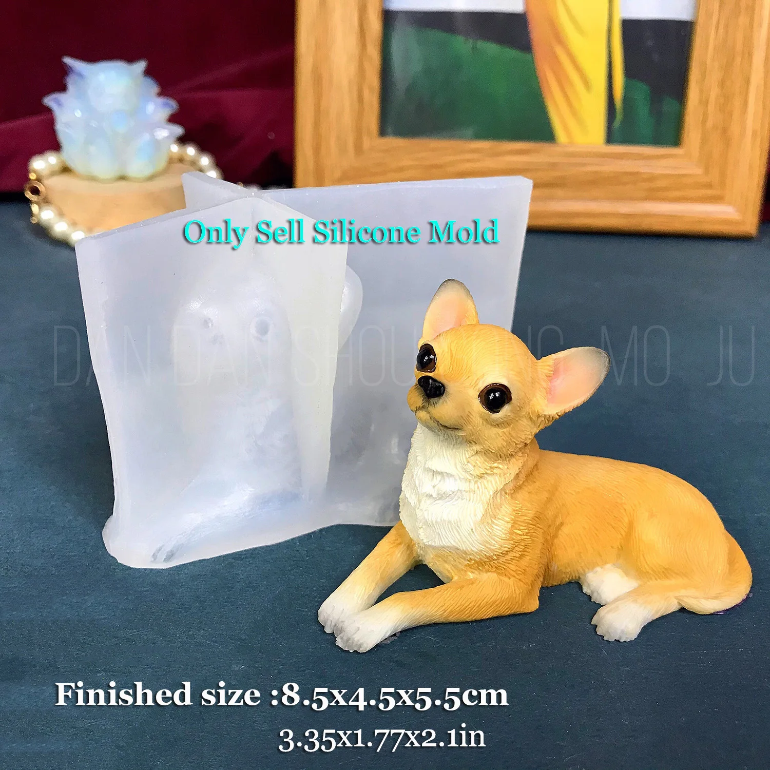 Cute Chihuahua dog model making silicone mold,DIY house animal puppy resin ornaments, new novel handmade molds for casting resin