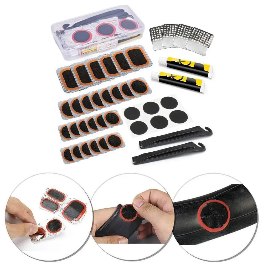 Kit de reparación de neumáticos de bicicleta, herramientas de tubo interior de ciclismo, relleno de neumáticos, sellador de parche frío sin pegamento, arreglo portátil