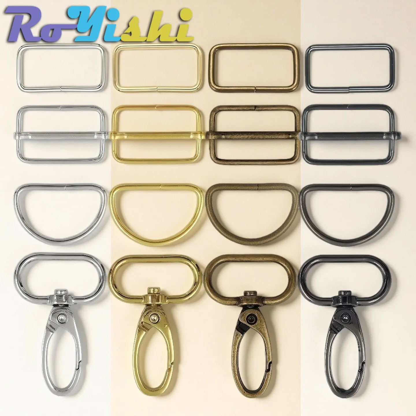 

20Pcs/Set Metal Belt Buckle Hardware Assortment D-Ring Rectangle Ring Sliding Adjustment Buckle Rotating Hook for DIY Sewing
