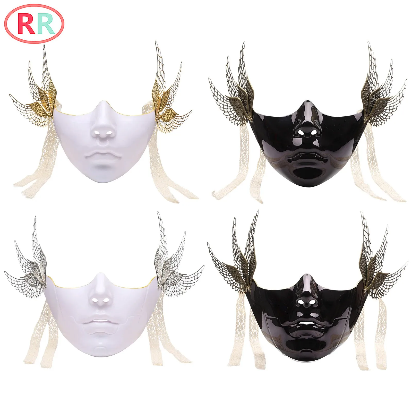 

Adults Wings Party Mask Lower Part Face Style with Self-tied Strap Party Supply Props for Themed Mechanical Costume