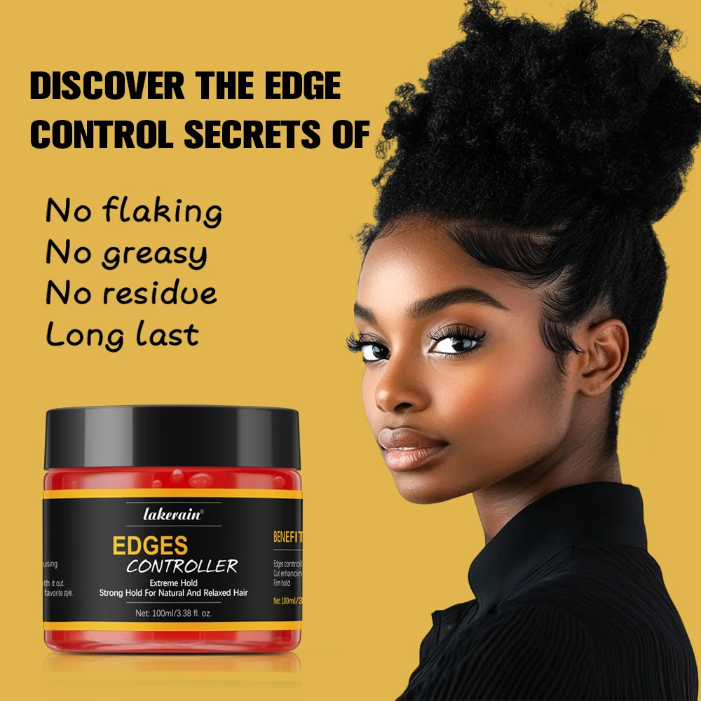 Edge Control Strong Hold Hair Gel Thick Edges Styling Gel Non-Greasy Non-Flaking No White Cast Long Lasting Supports All Hair Ty