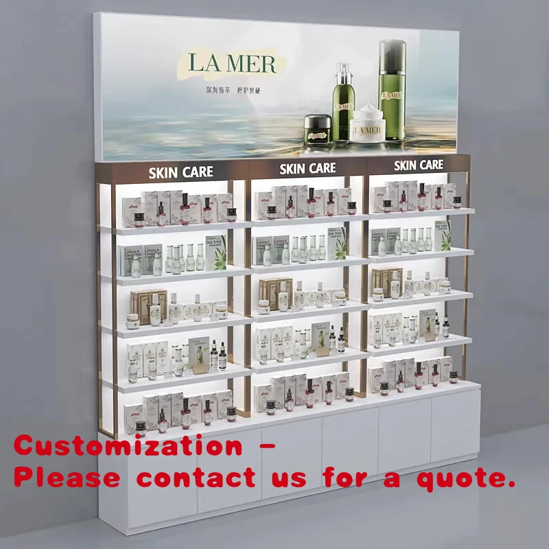 custom.High Quality Perfume Design Wood Shelves Cosmetic Shop Furniture Beauty Display Rack Shelves Skin Care Product