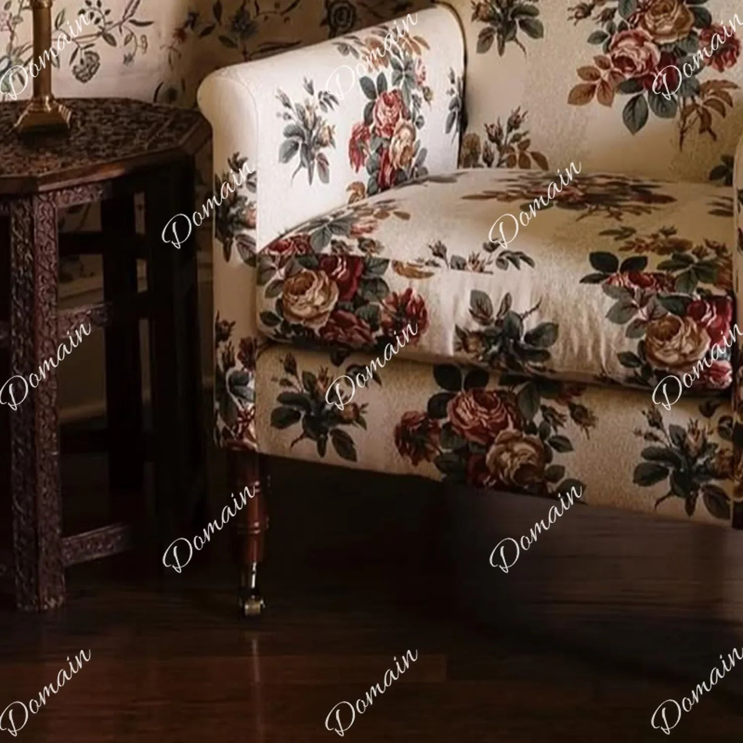 N10 French solid wood sofa chair villa living room retro style single chair English pastoral balcony study atmosphere single cha