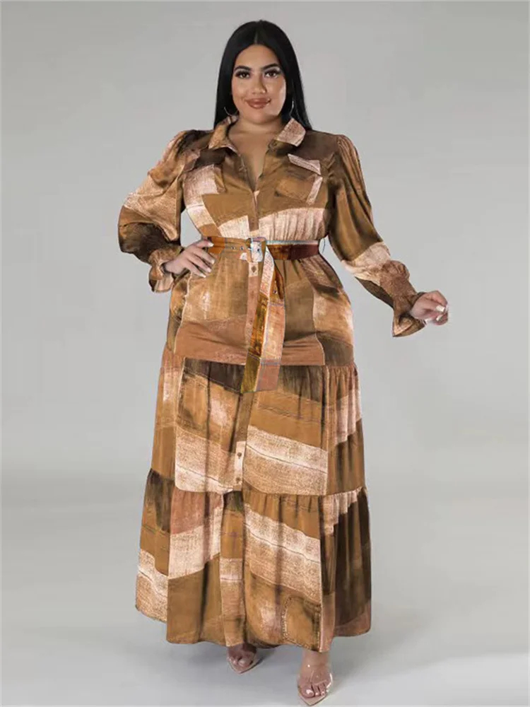 Wmstar Plus Size Jurken Voor Vrouwen Tie Dye Bedrukt Met Zakken Slashes Fashion Party Maxi Dress Hot Sale Groothandel Dropshipping