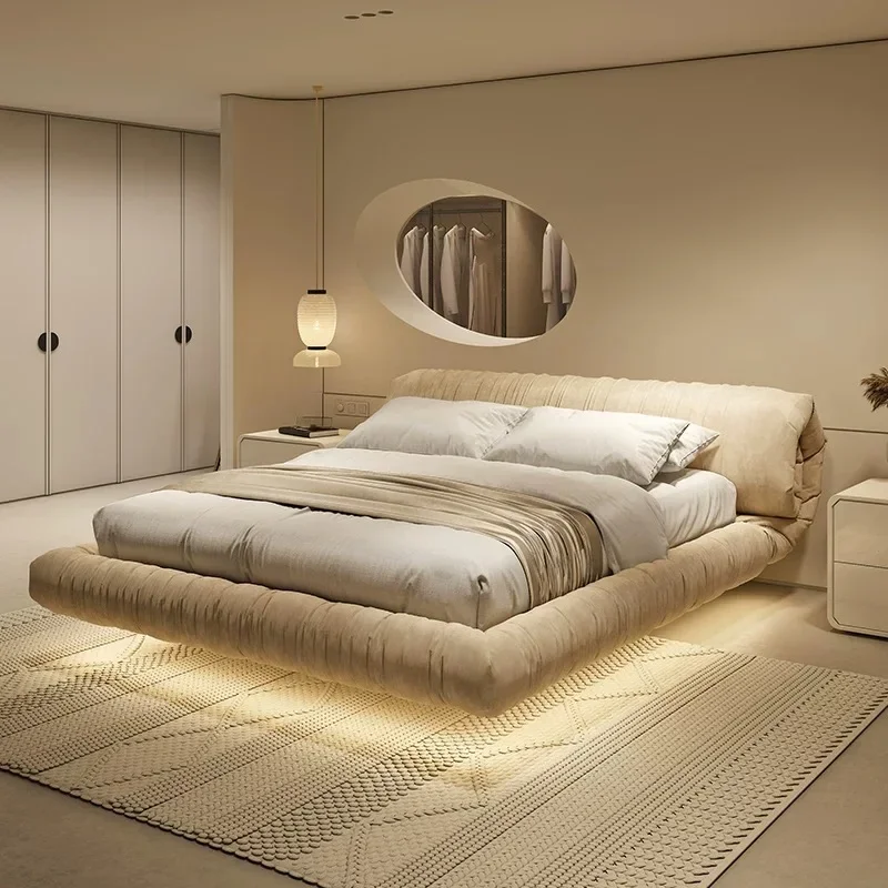 Contemporary High Quality Leather Bed Frame Soft Easy Clean Strong Stable 3-Year Adjustable Modular for Bedroom Assembled