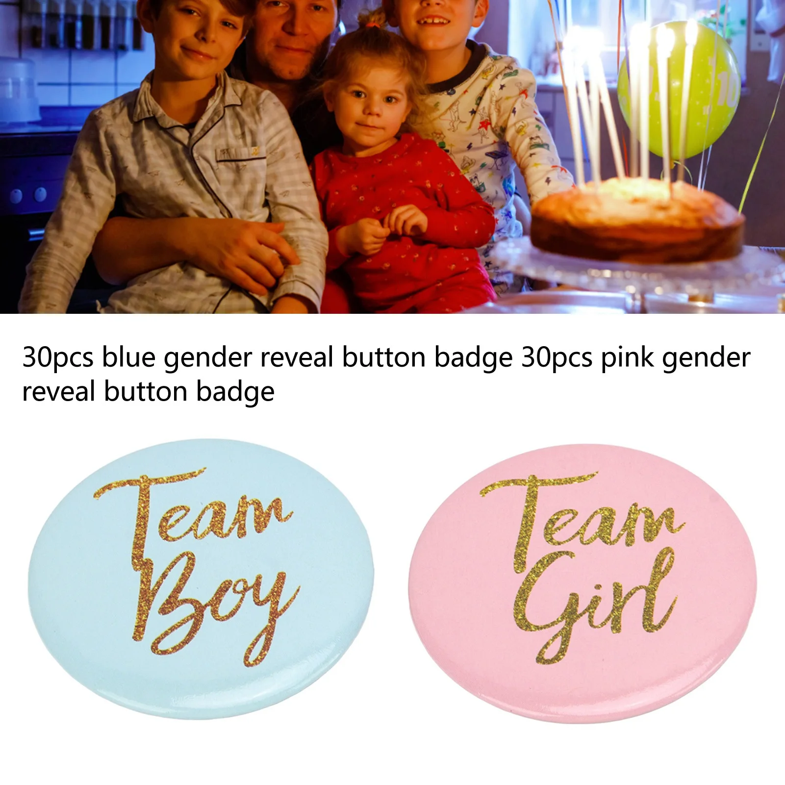 Gender Reveal Button Badge English Pattern Boy Girl Button Pin Small Compact Blue Pink Metal Material for Baby Shower