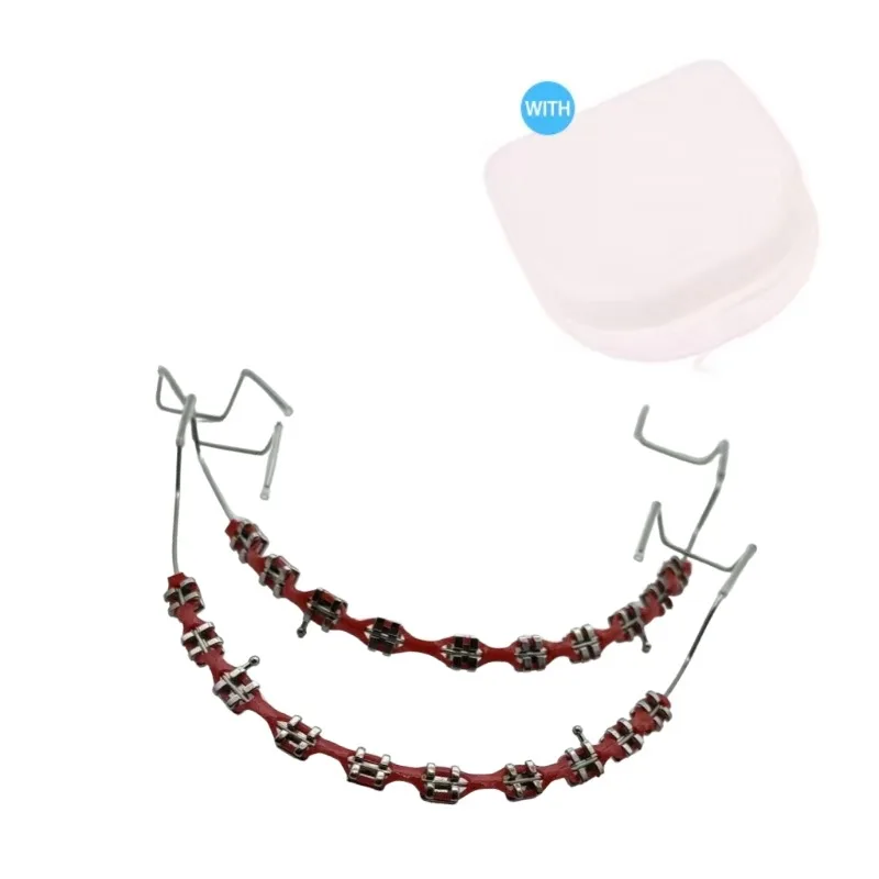 High Quality 1 Pair Fashion Braces Colorful Temporary Tooth Decoration with Metal Wires Metal Bracket Orthodontic Ligature Ties