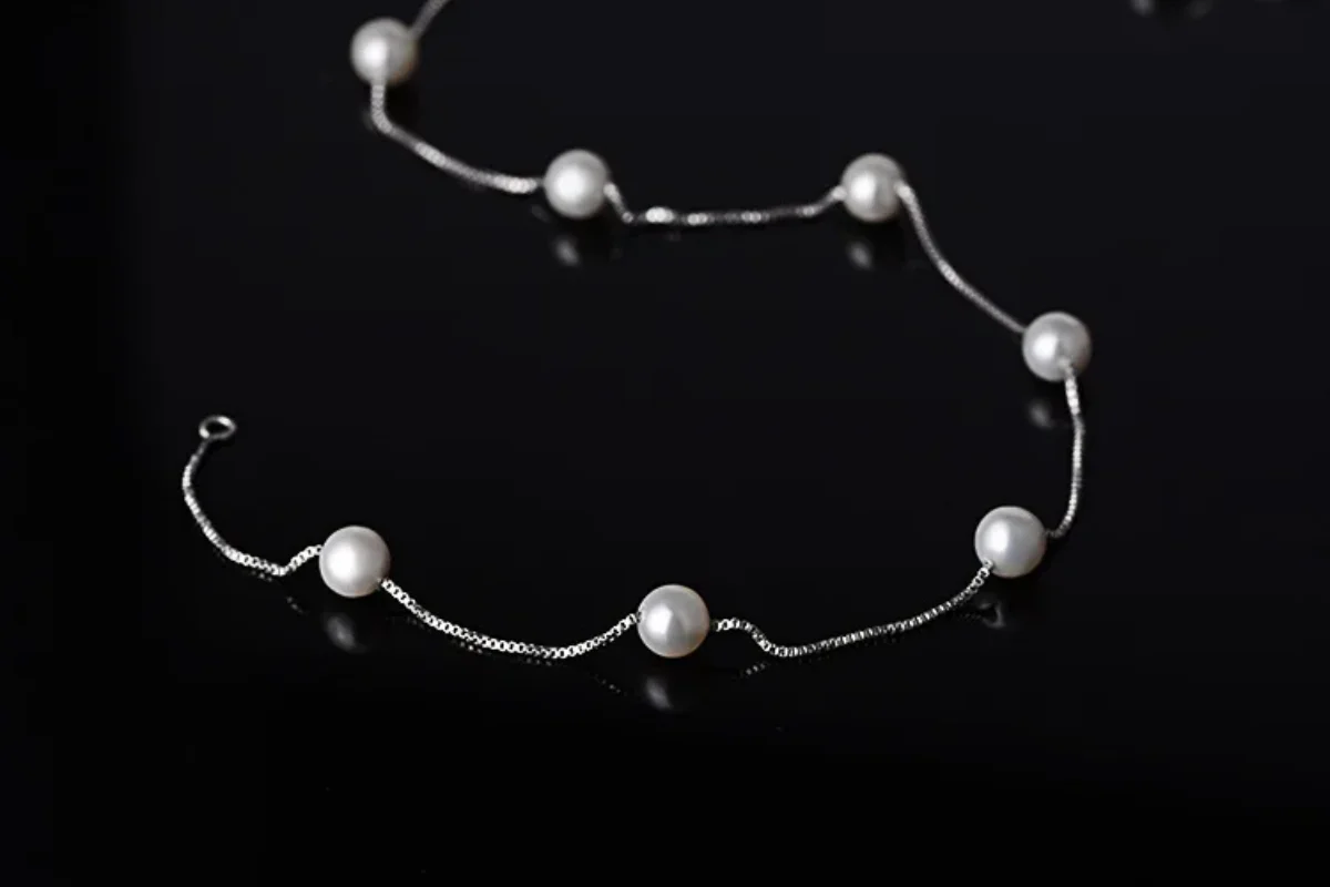 الاكسسوارات الفضية الحلي قلادة سلسلة 6-7 مللي متر لؤلؤ المياه العذبة الطبيعية قلادة مجوهرات للنساء قلادة هدية