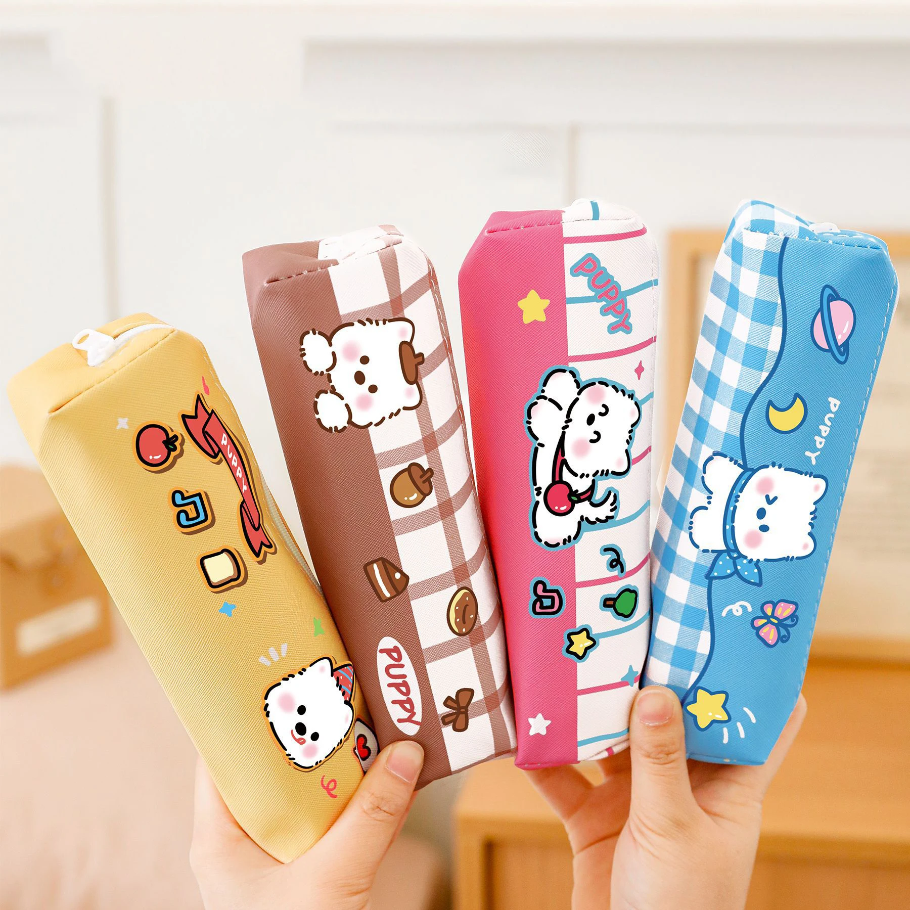 4 Stück niedlicher Welpe, große Kapazität, Bleistiftbeutel, Kinderbedarf, Belohnungsgeschenke für Studenten, ästhetischer Stifthalter, Büromaterial