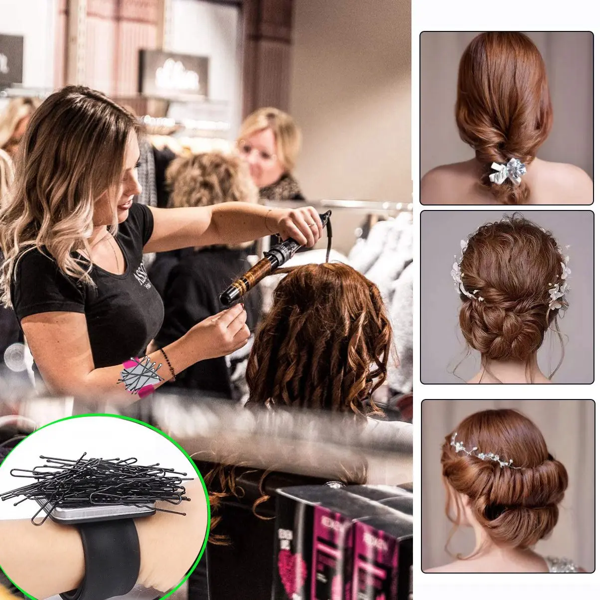 B51CNEW! Adjustable Magnetic Bobby Pin Bracelet Self Adhesive Wrist Band Magnetic Plate For Salon Hairstyling Clip