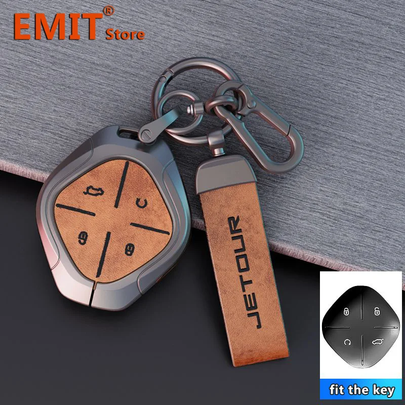 Zinc Alloy + Leather Cover Fit for Chery Jetour Dashing IDM I-DM X-1 Plus Car Key Full Case Shell Bag Metal Buckle Accessories