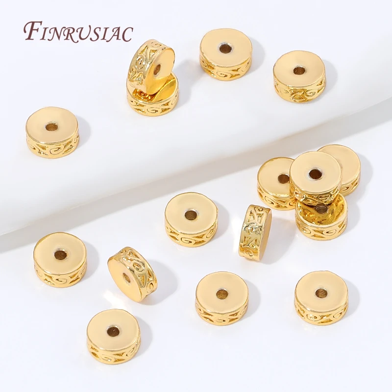 18K Gold Plated Flat Round Spacer Beads,Metal Separator Beads For DIY Necklace Bracelet Jewelry Making Findings,Handmade Bead image 3