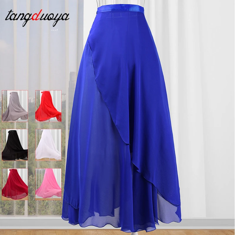 Chiffon Ballet Dance Skirt Dance Skate Wrap Scarf Gymnastics Ballerina Lyrical Long Ballet Skirt Ballet Dance Dress Women