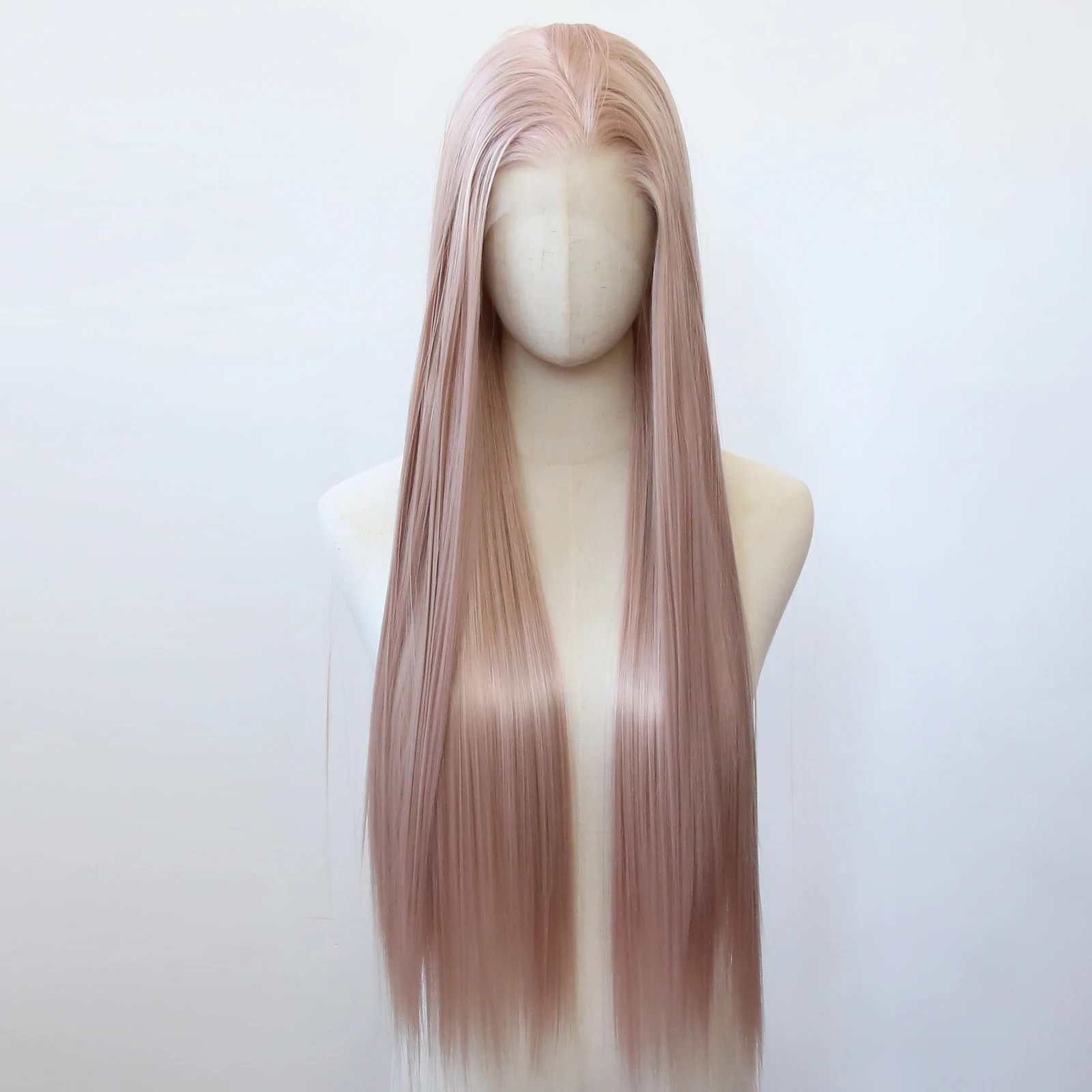 Pink Blonde Wig Synthetic Lace Front Wig Long Straight Pink Brown Lace Front Synthetic Wig Pre Plucked Natural Hairline