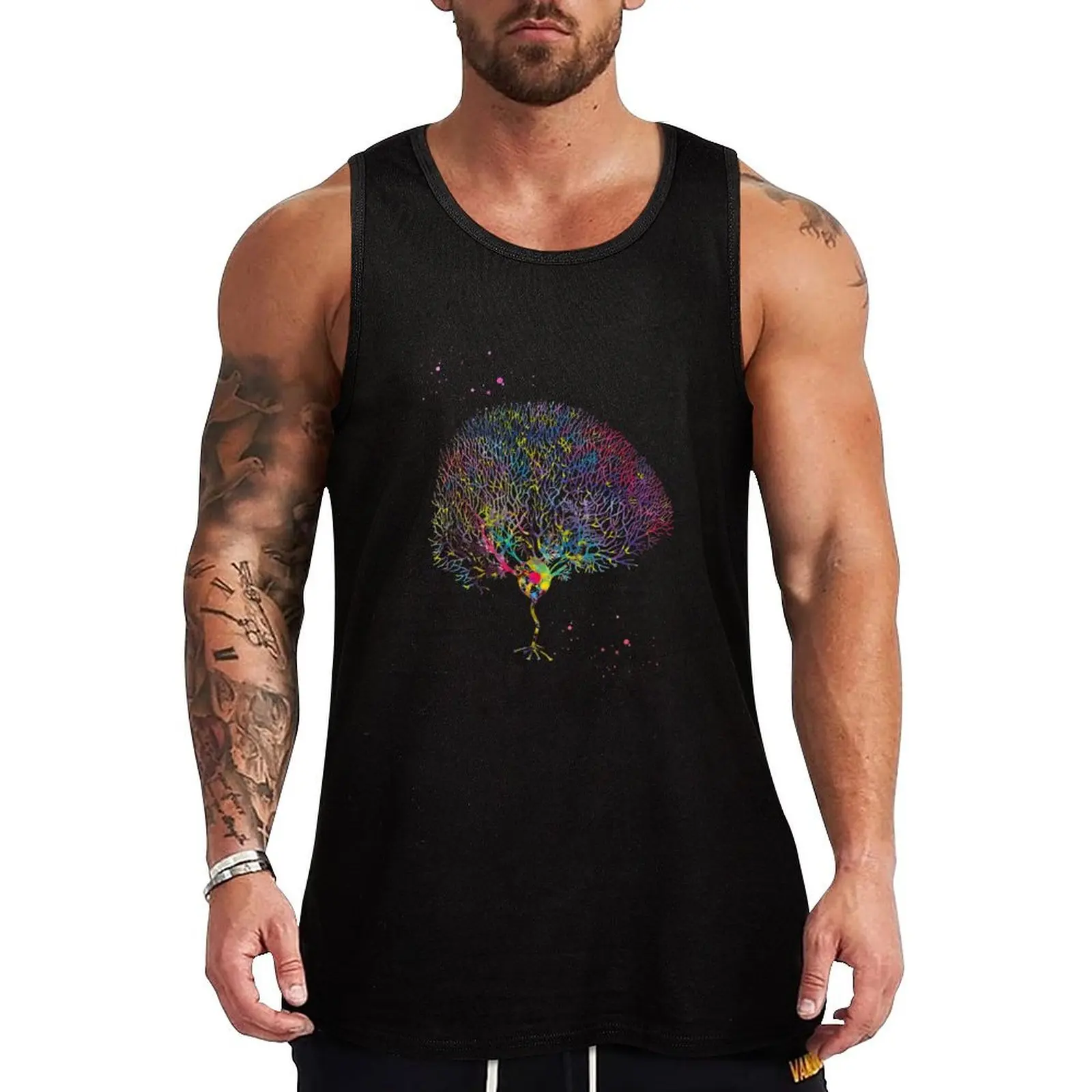 Purkinje Neuron, Watercolor Art Tank Top gym shirt man sleeveless vests sleeveless shirt man