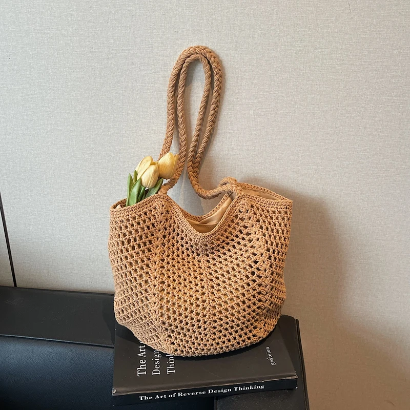 

Elegant Woven Tote Bag for Women, Large Capacity Handbag, Fashion Boho Shoulder Bag, Durable Stylish Perfect for Work & Travel