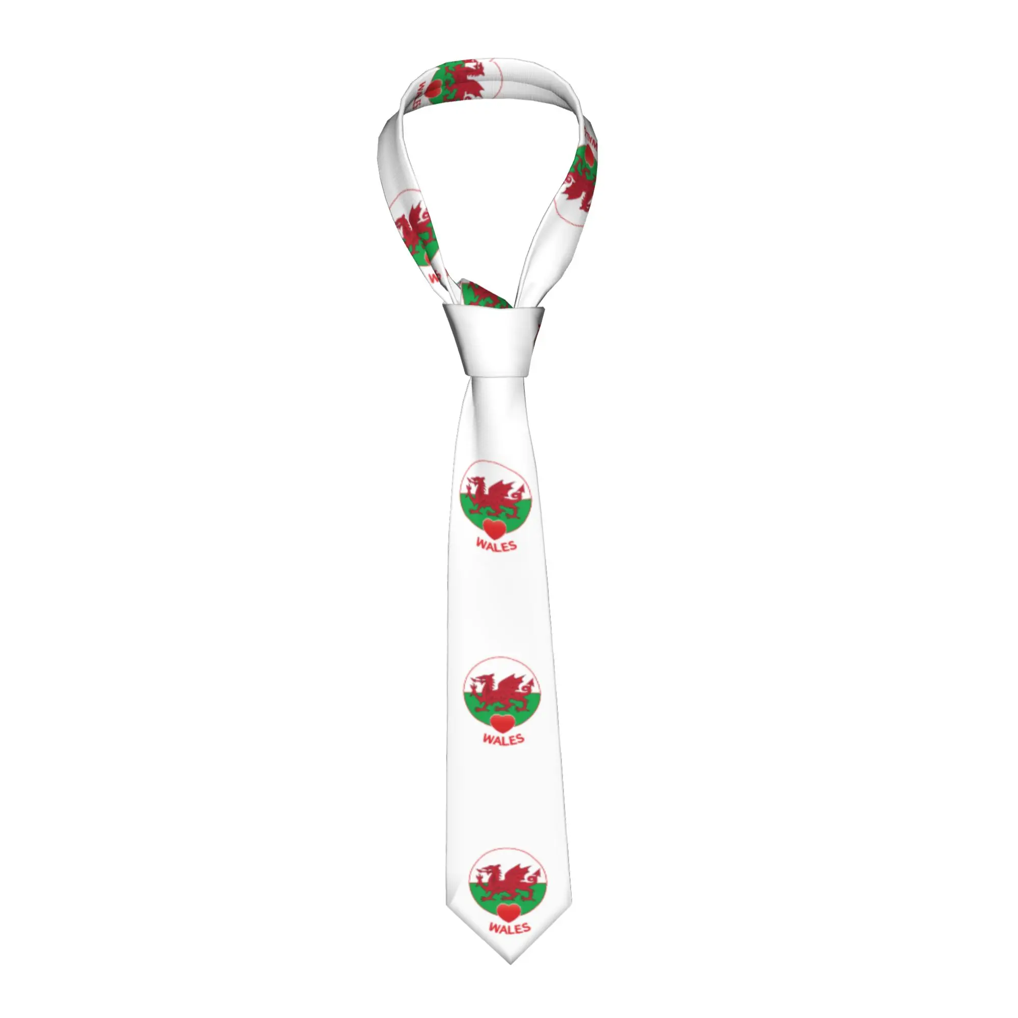 Classic l ove Wales Country Flag Hear  Neckties for Men Silk  Office Neck Tie