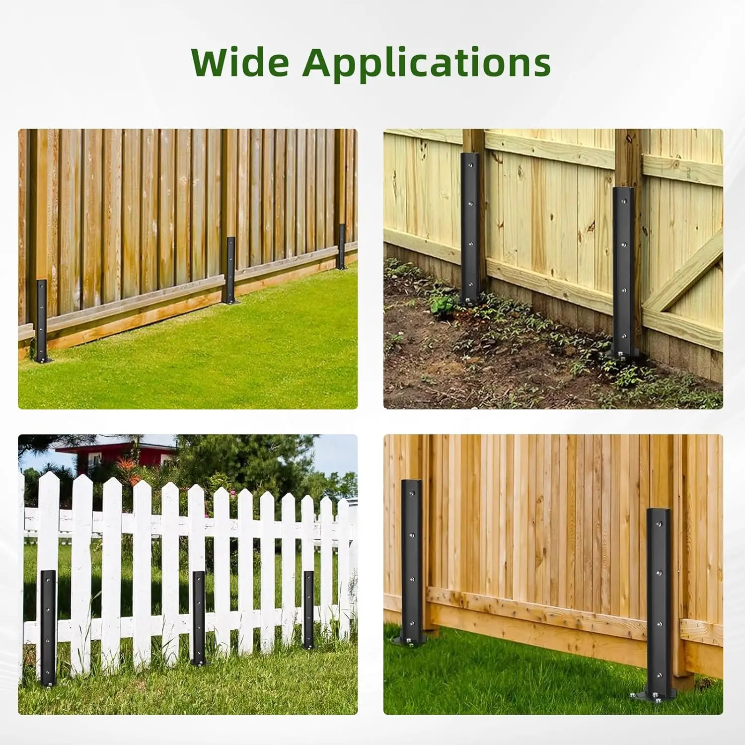 2/4 Pack Fence Post Repair Kit For Fixing Leaning Wooden Post Tilted/Broken Posts Steel Fence Anchoring Stakes Post Repair Kit