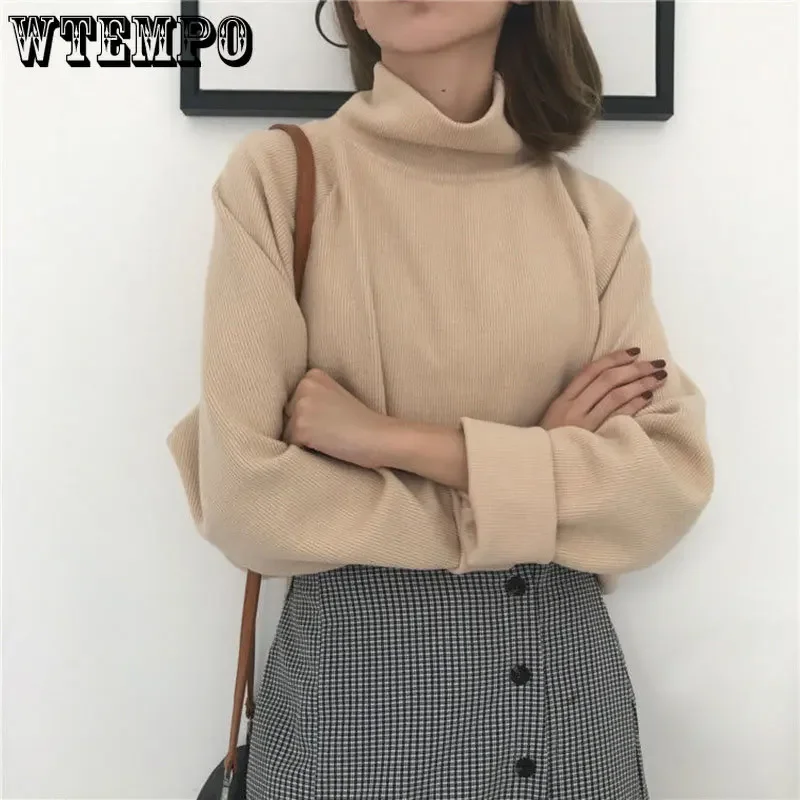 Turtleneck Jumper Sweater Women Warm Thin Knit Loose White Pullover Knitted Basic Spring and Autumn Top Pulls Sueter Mujer