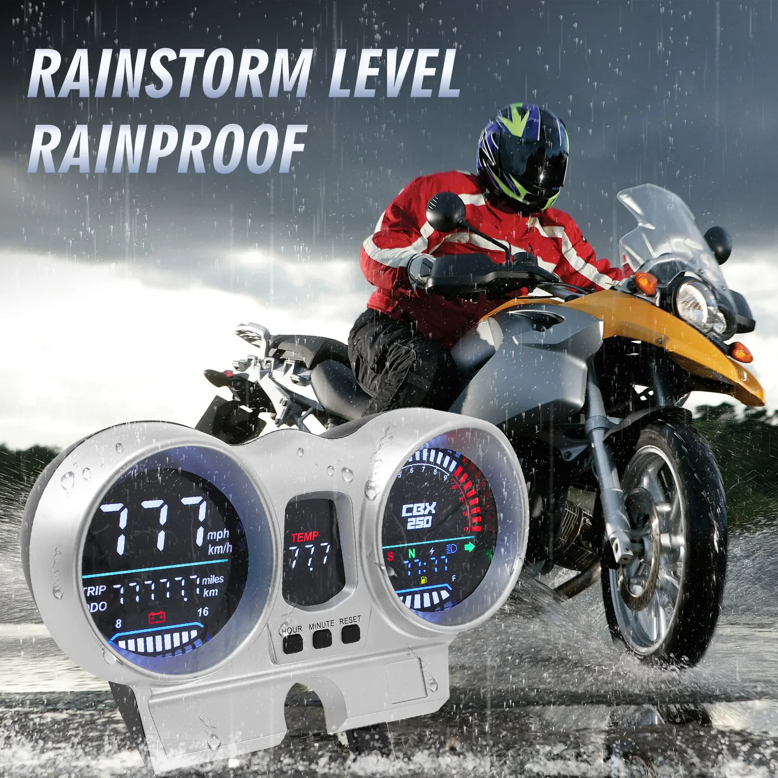 Velocímetro Universal para motocicleta de 12V, tacómetro LCD para tablero, tacómetro para Honda CBX250 CBF250 Twister 2001-2008