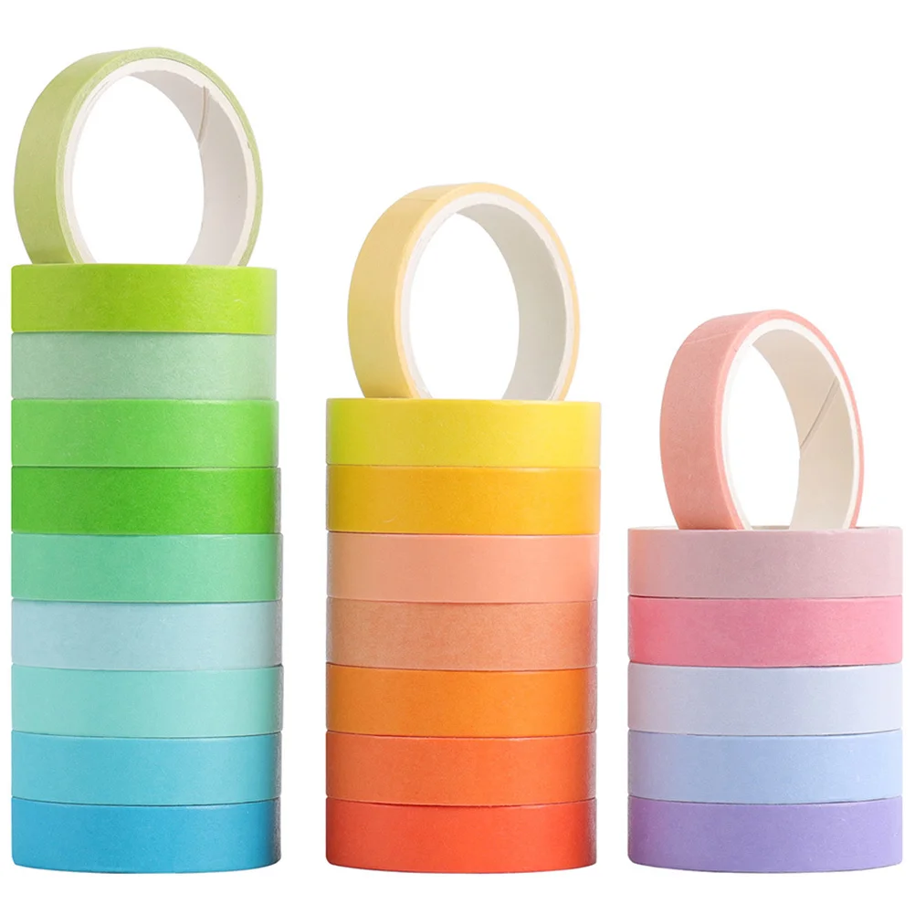 6 لفات معكرون اشي الشريط الزخرفية سجل القصاصات ملصق يدوي الصنع لفات ورق لاصق الحرفية للمجلات قوس قزح