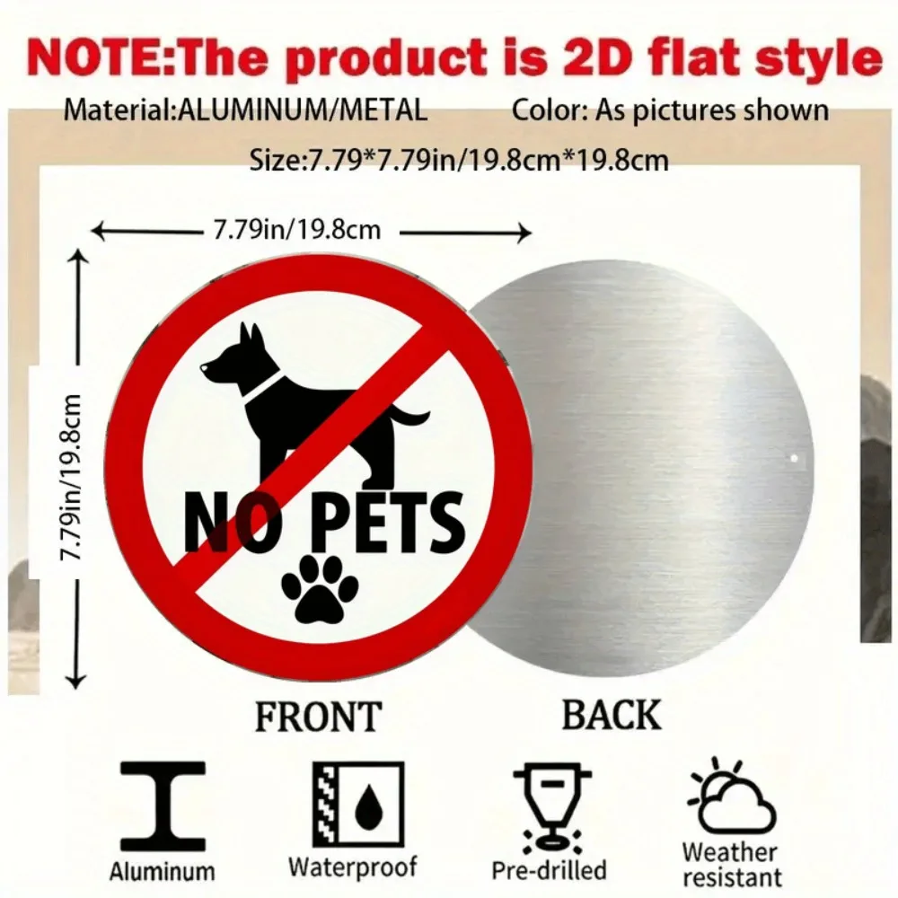 7.8 Inch Rustic No Dogs Sign - Metal Prohibition Notice with Red Circle Design for Door Wall Mount