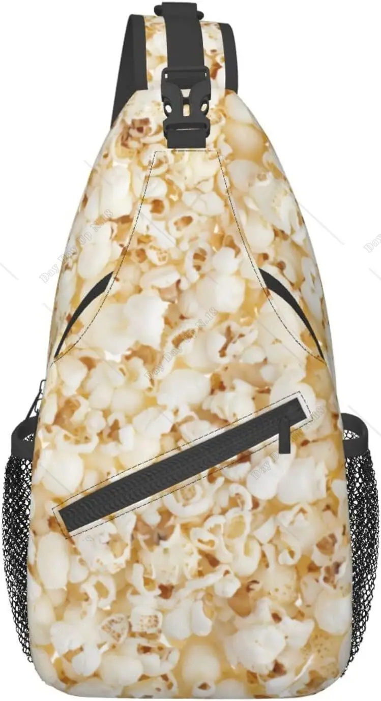 

Funny Food Pattern Sling Backpack For Women Men Popcorn Texture Crossbody Bags Backpack Casual Shoulder Daypack