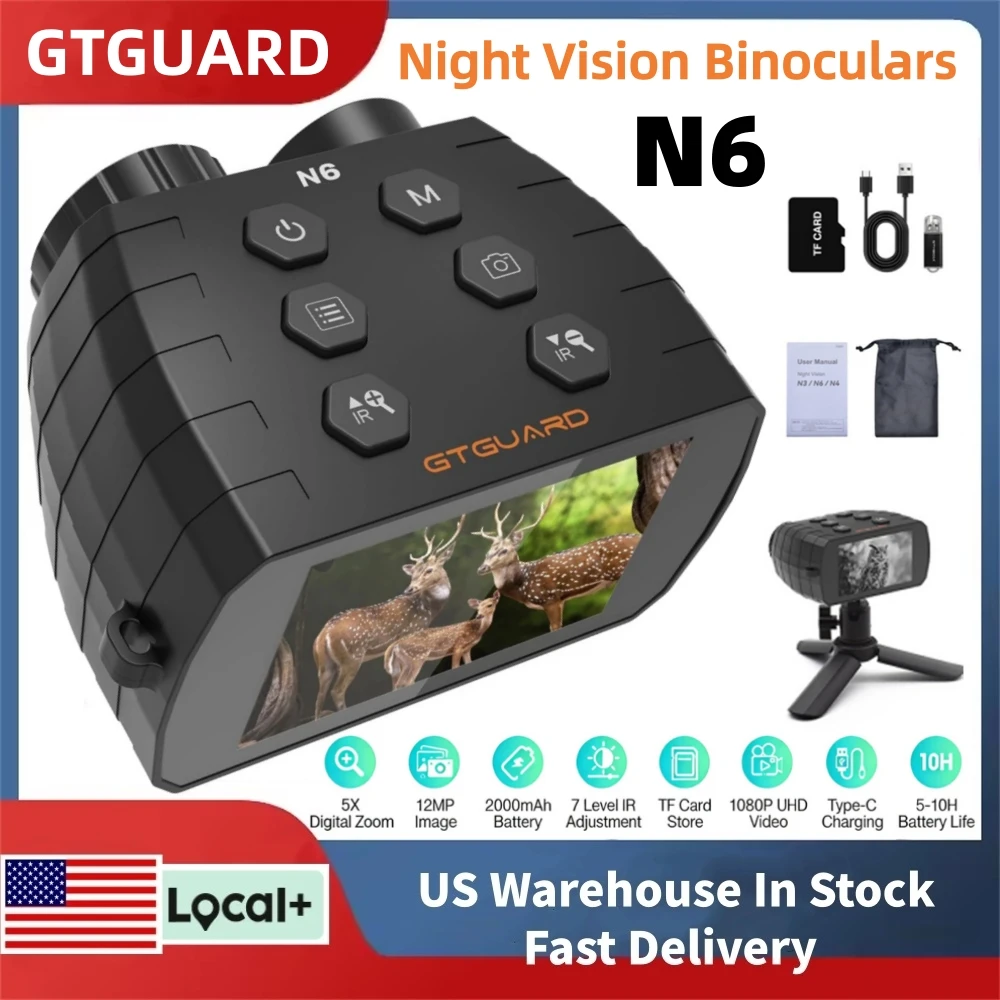 

GTGUARD N6 Night Vision Binoculars 5X Digital Zoom Day/Night Use Telescope Long Battery Life IR LED 7level Adjustable Brightness