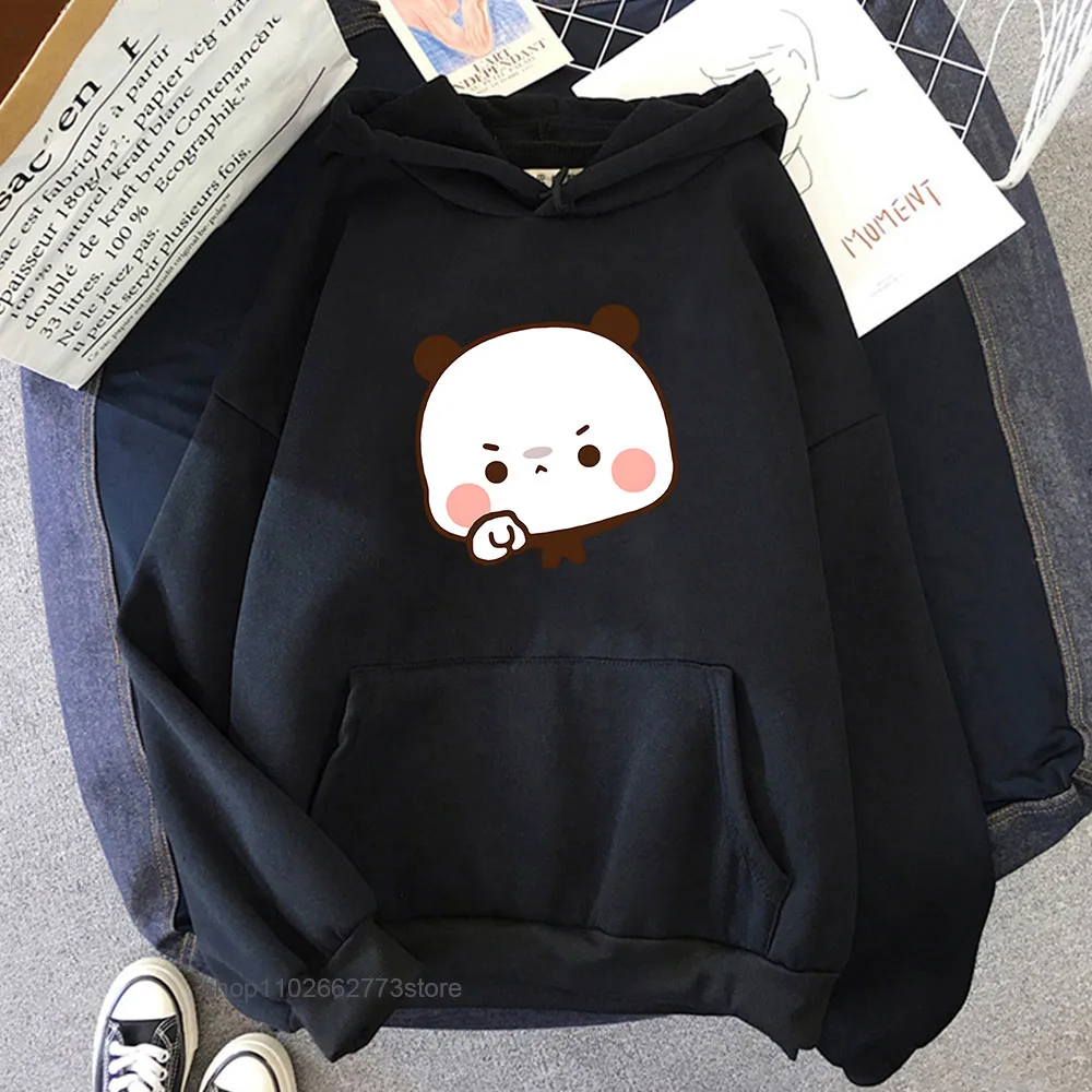 怒っているブブがあなたを指差している グラフィック パーカー 女の子 かわいいプリント スウェットシャツ キュートなパンダ カジュアル メンズ 冬用フリース レディース服