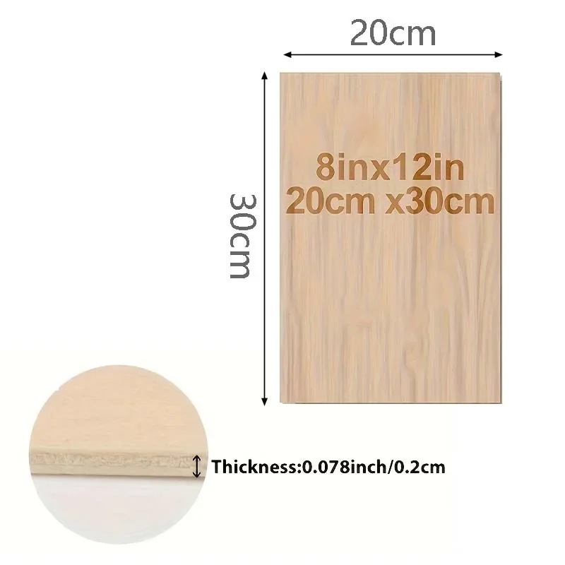 4pcs/8pcs/12pcs Wood Sheets For Crafts -12x8in/20*30cm - 2mm Thick Plywood Sheets With Smooth Surfaces Squares Wood Boards For L