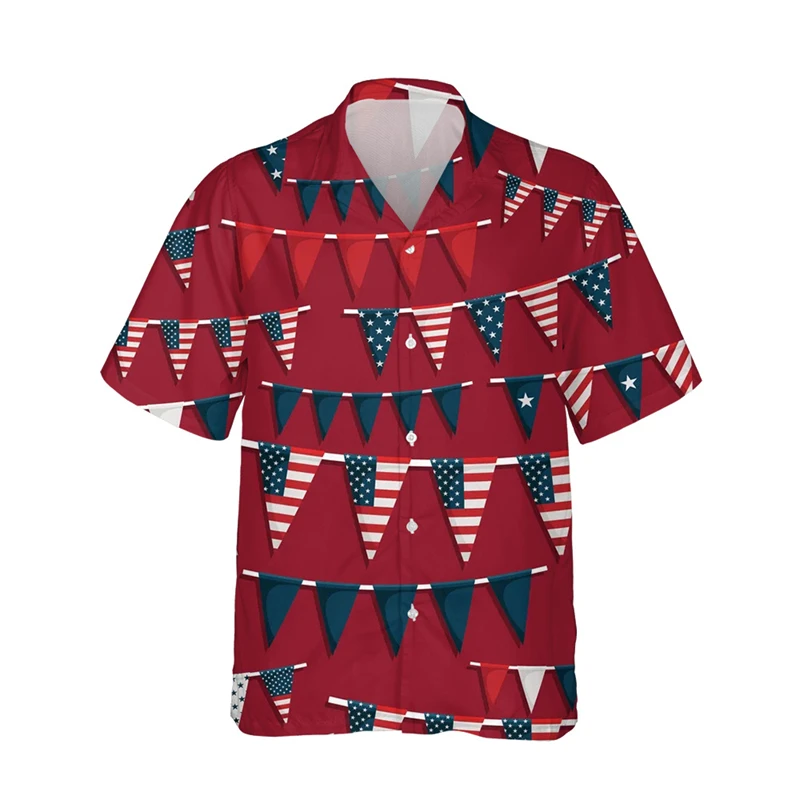 Amerika Flagge Grafik hemden für Männer Kleidung 3d gedruckt Hawaii Strand hemden Kurzarm y2k Tops Vintage Kleidung Revers Bluse