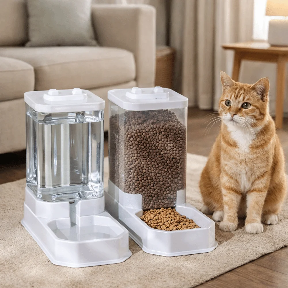 

Transparent Automatic Cat Feeder Detachable Large Capacity Dog Water Dispenser No-Spill Cat Water Food Bowl Pet Accessories