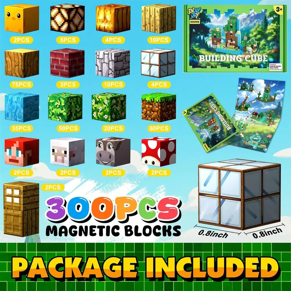 Magnetic Building Blocks Set: 300-Piece Montessori STEM Toys for Kids 4-8, Ideal Gift for Boys & Girls