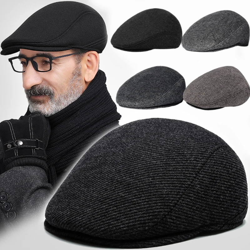 2024 algodão xadrez boinas bonés para homens mulheres de meia idade outono inverno chapéus boina espinha de peixe padeiro tweed menino chapéu