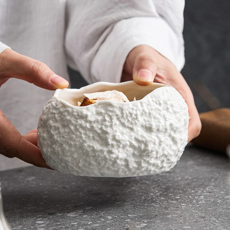 Rock Pattern Ceramic Dessert Bowl Advanced Sense Molecular Cuisine Mood Creative Characteristic for Hotel Restaurant Small Bowl