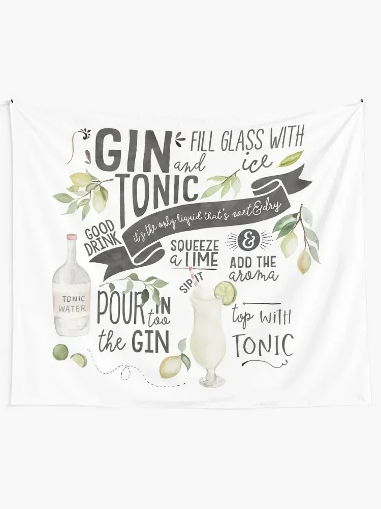 

Gin Tonic Recipe In Watercolor Tapestry Decor For Bedroom Wallpaper Bedroom Home Decorations Wallpapers Home Decor Tapestry