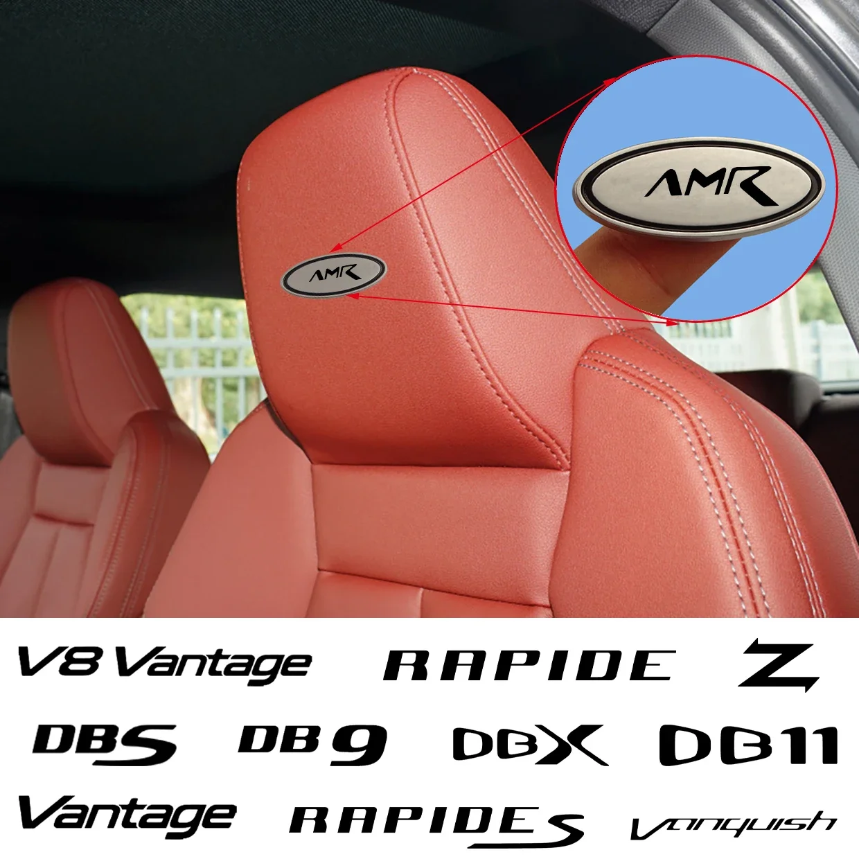 Car Chair Seat sticker Headrests Badge Sticker For Aston Martin Cygnet DBX DBS V12 DB9 DB7 Rapide Vanquish AMR car Accessories