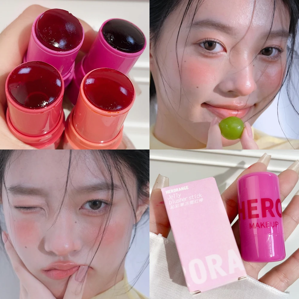 3-in-1 Jelly Blush Lipstick Stick Lasting Waterproof Natural Pink Blush Brightening Skin Tone Blush Pen Korean Makeup Cosmetic