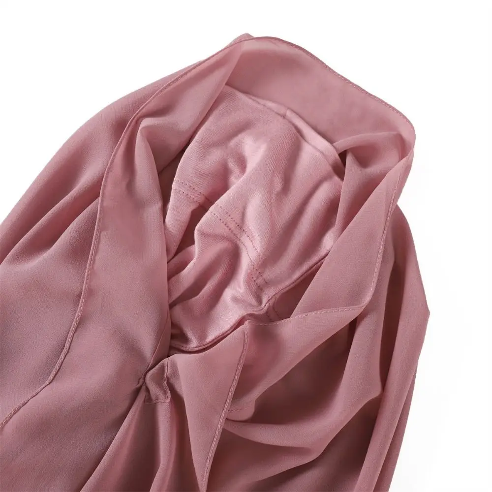

2in1 Instant Chiffon Hijab Scarf Solid Color with Undercap Women Chiffon Shawl Full Cover Breathable Female Musulman Bandana