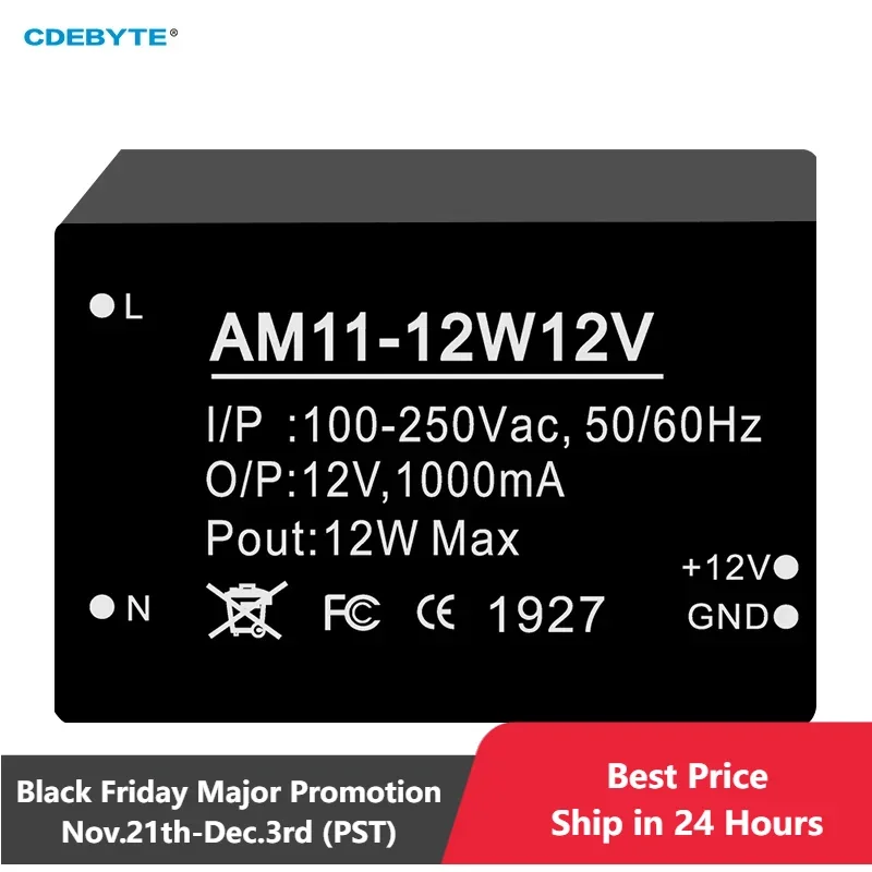 AC-DC Buck Power Supply Module CDEBYTE AM11-12W12V Ultra-Low Ripple Shell Protection Low Power Consumption Power Module