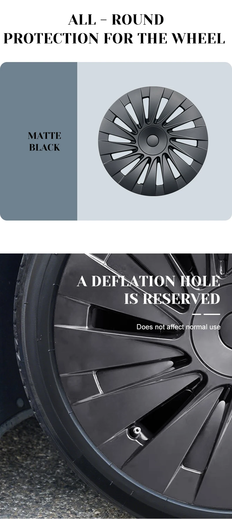 4er-Set Radkappen für Tesla Model Y 2026 Standard, 18 Zoll Blade-Style Radkappen, komplette Felgenabdeckung, Ersatz-Radkappen-Zubehör für Tesla – Detail 4