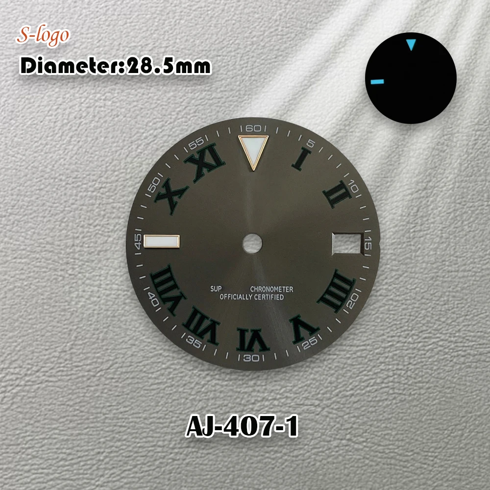 28.5mm s logotipo romano aureum dial caber nh35/nh36/4r/7s movimento gelo azul luminoso de alta qualidade relógio modificação acessórios reparação