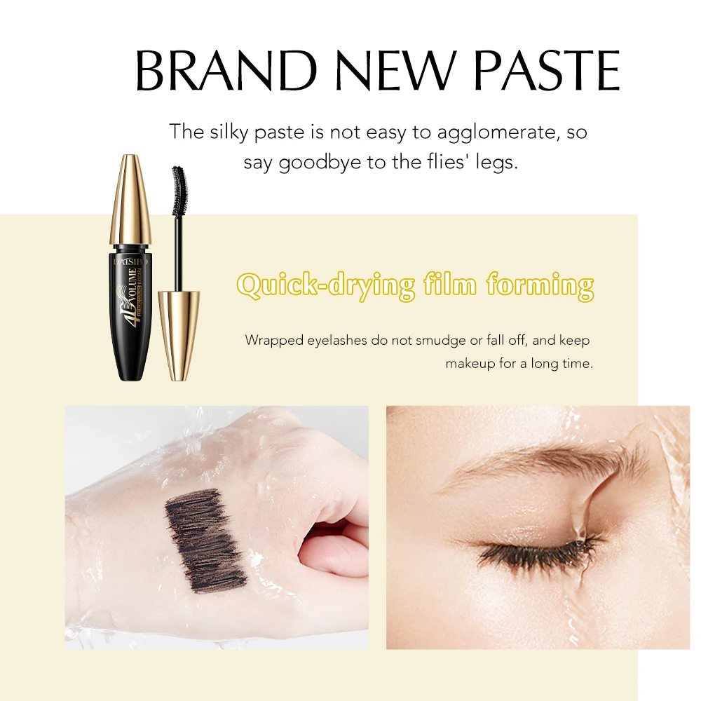 DAISIBO Mascara cils en fibres noires – imperméable, anti-taches, longue durée, sans déclenchement, aspect naturel, volumateur et bouclage