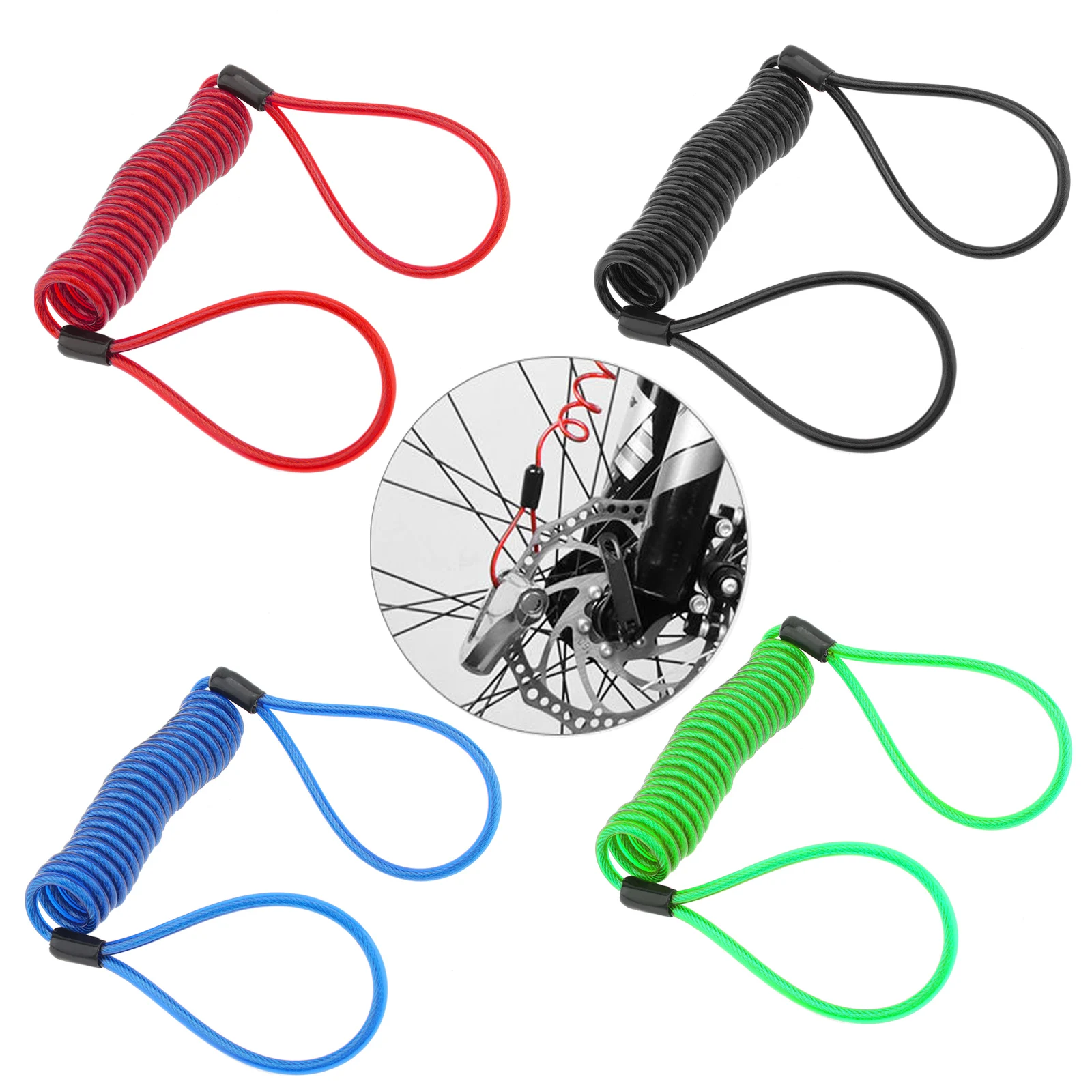 

1piece Dual Loop Security Spring Brake Disc Lock Reminder Cable for Motorcycle / Scooter / Bike Anti-Theft Safety Lock Cable