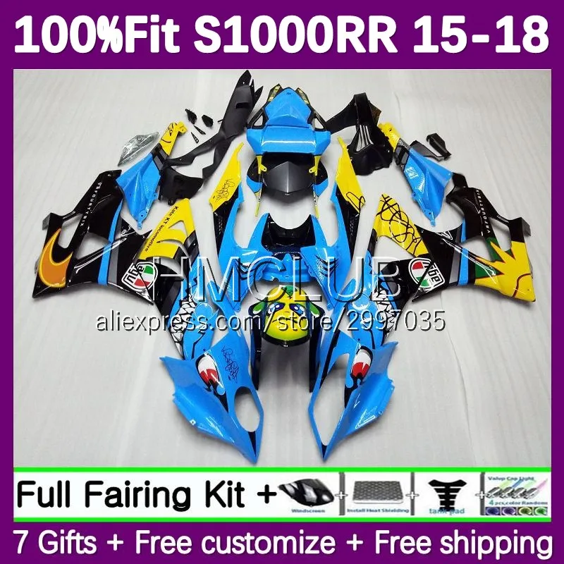 Injection Fairing For BMW S 1000RR 1000 RR CC S1000RR 15 16 17 18 72No.2 S1000 RR 2015 2016 2017 2018 OEM Body Kit Shark blue