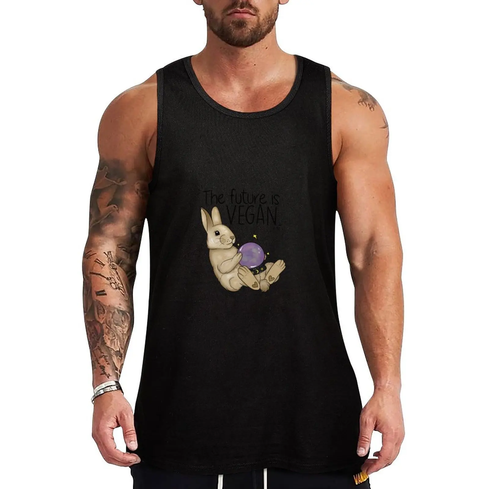 

The future is vegan bunny rabbit Tank Top Gym wear Men's summer t-shirt t-shirts man