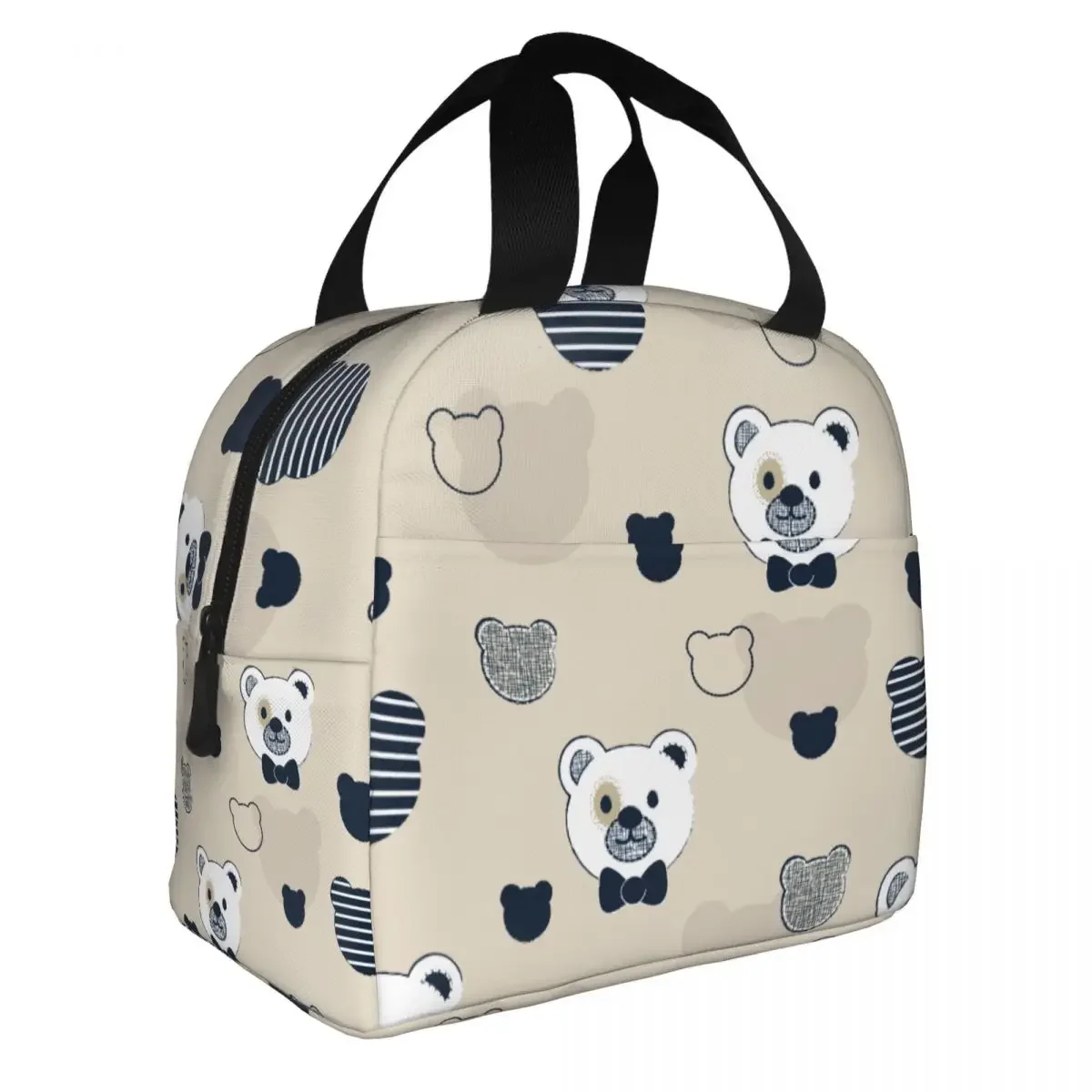 Cute Bear Lunch Bag Portable Insulated Oxford Cooler Animal Thermal School Lunch Box for Women Kids