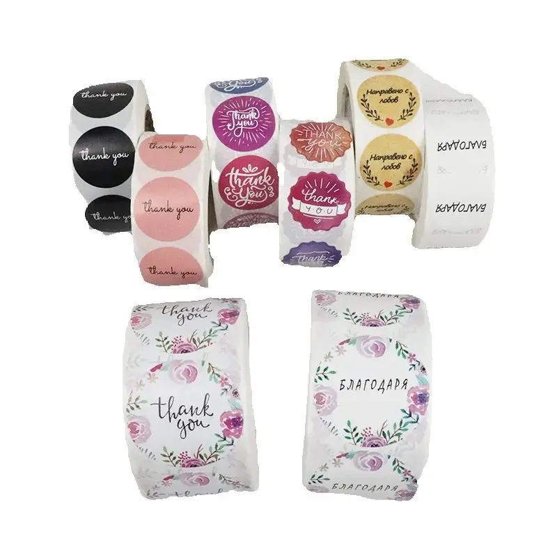 

50-500pcs English Bulgarian Thank You Stickers 25/38mm Made with Love Round Labels for Small Business Handmade Packaging Sealing