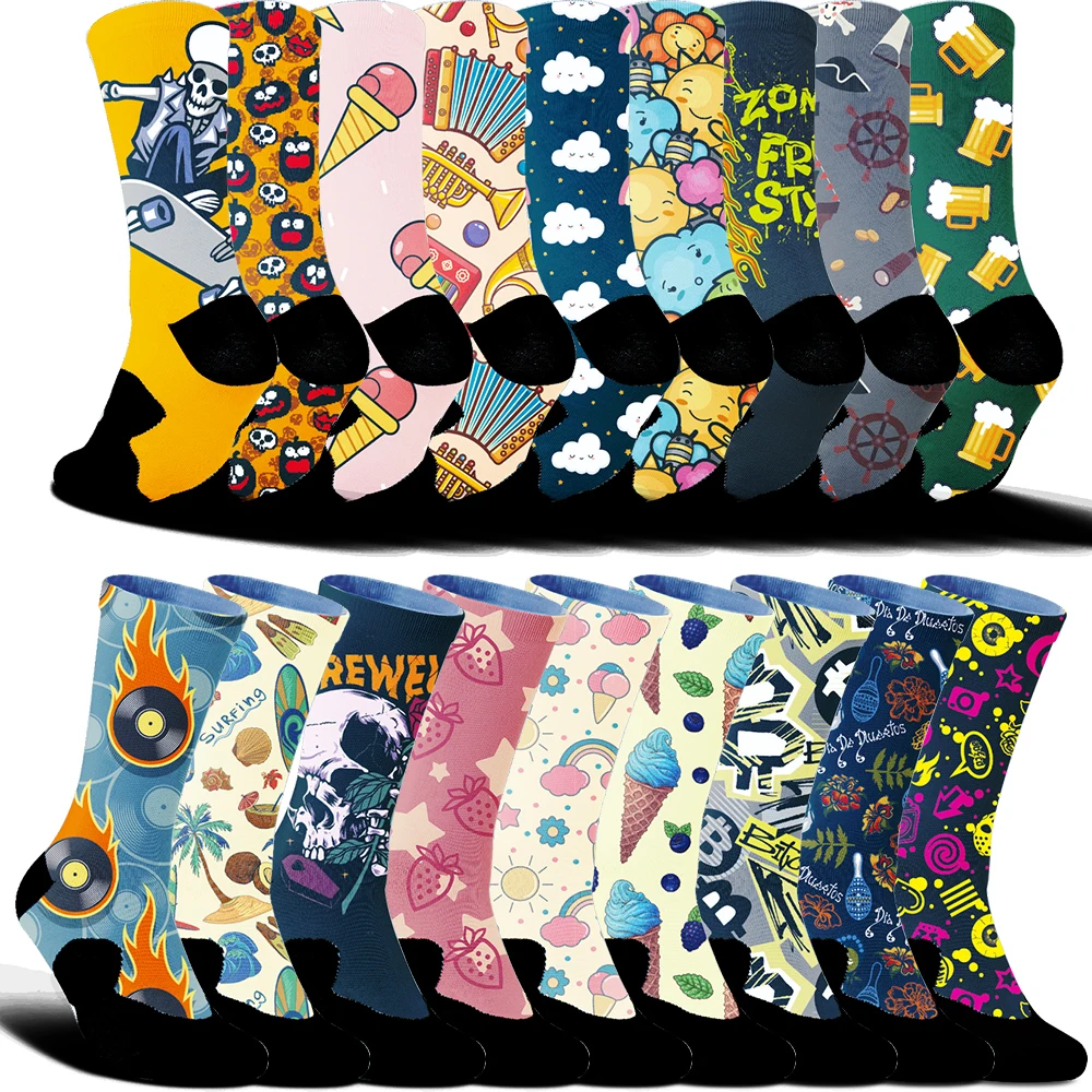 

2025 New Summer Cycling Aero Socks originality patterned Socks men and women Bicycle Sport Running Bike Socks